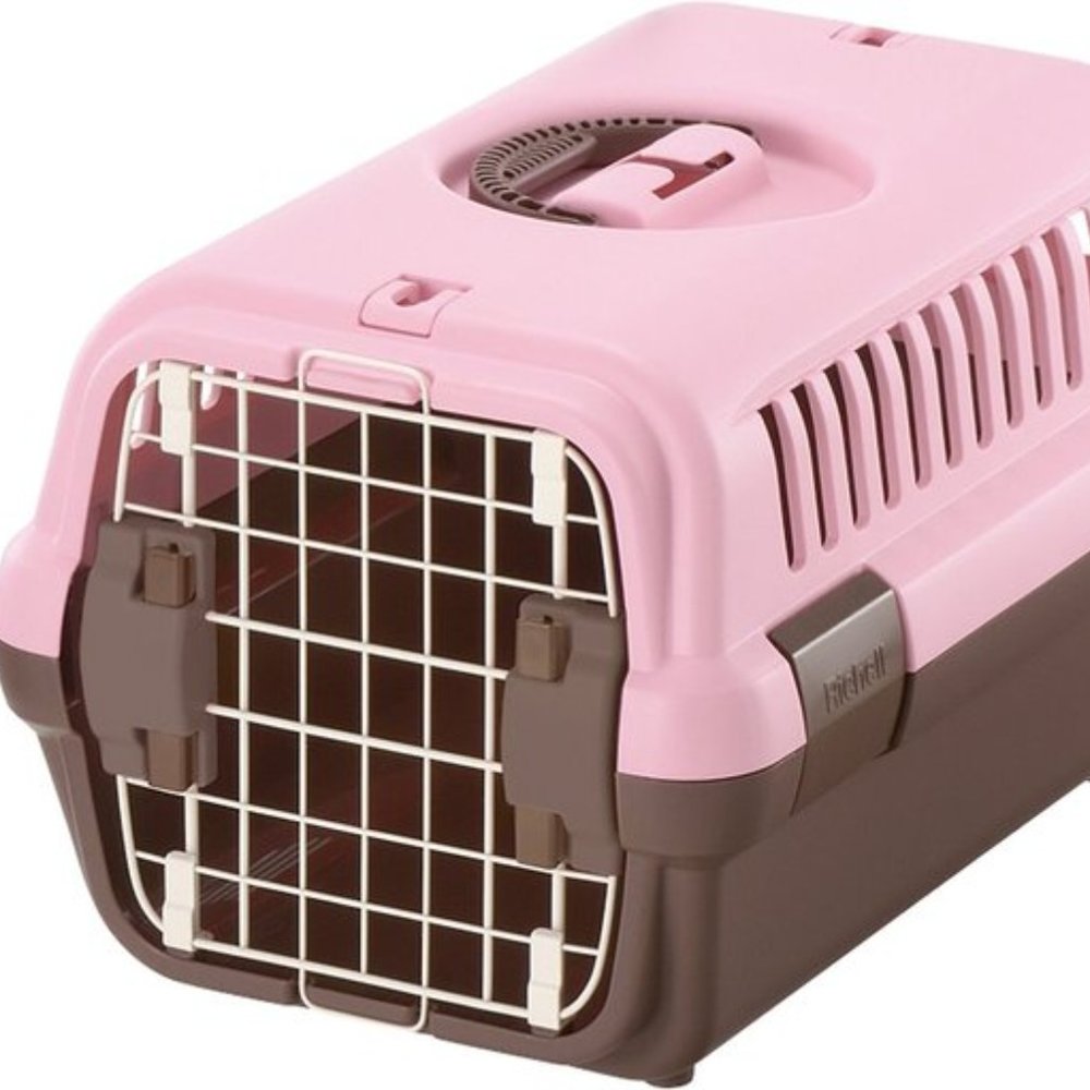 Richell Traveler Dog & Cat Carrier, Soft Pink & Brown, Small